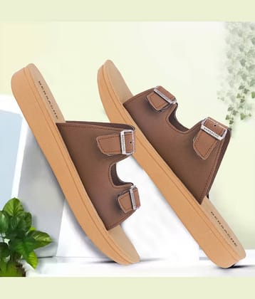 Bersache Brown Women's Open Toe Flats