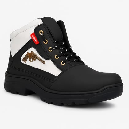 WUGO::Latest Fabulous Men Solid  Faux Leather Gun Boots | Stylish Lace-up Casual Boots with PVC Sole For Men's & Boys (Free Home Delivery)