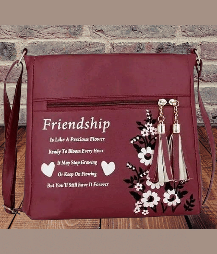 The monaina crapt Sling Bag PU Set of 1 ( Red )