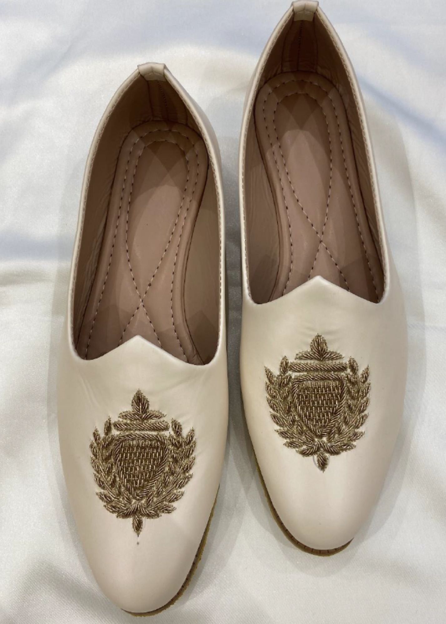 CREAM HAND WORK LEATHER  SHOES FOR MEN-Cream / 6