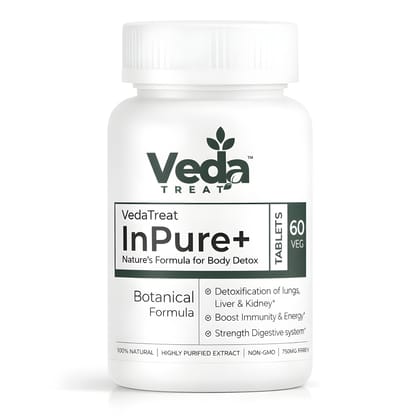 VedaTreat InPure+ Body Detox Tablets | Botanical Formula for Daily Detox Support | 60 Veg Tablets