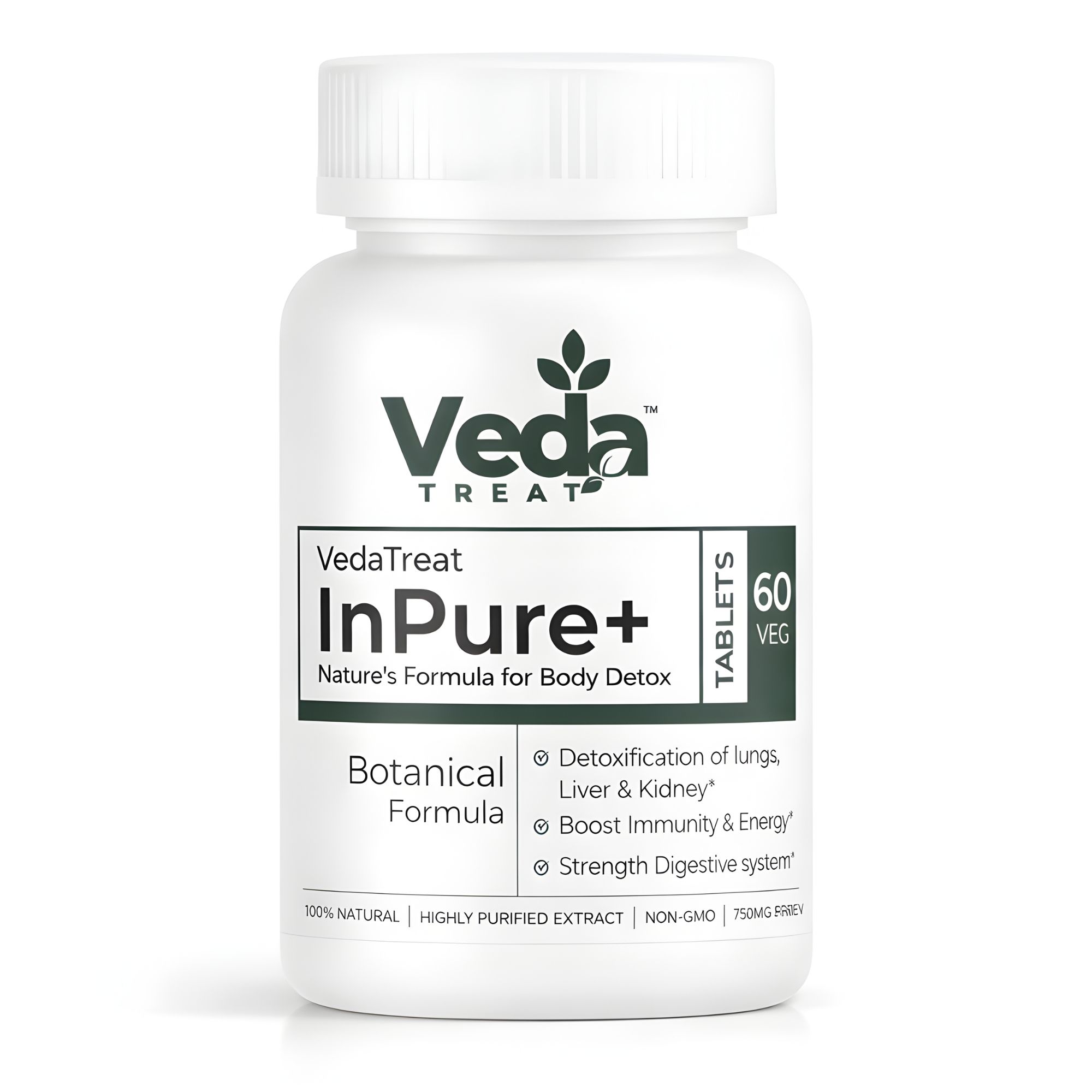 VedaTreat InPure+ Body Detox Tablets | Botanical Formula for Daily Detox Support | 60 Veg Tablets