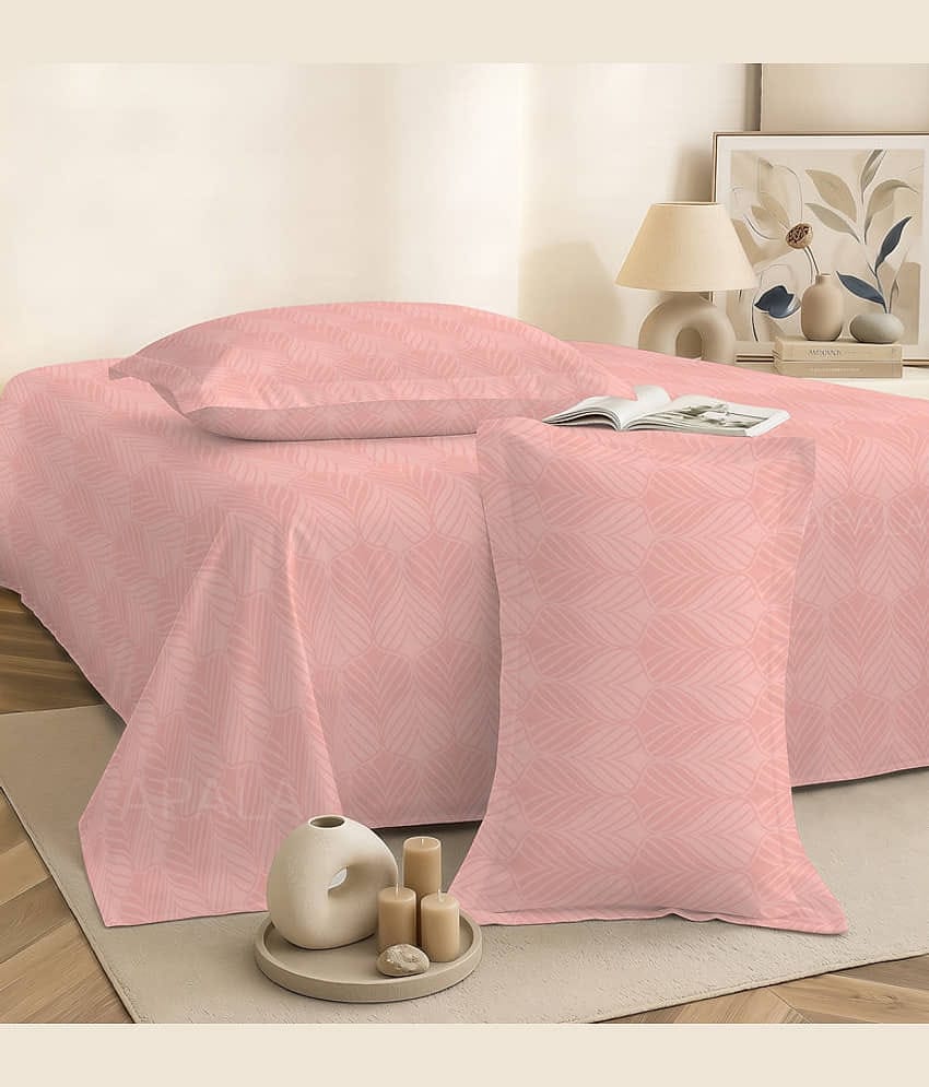 Apala Peach Microfiber 1 Double King Bedsheet with 2 Pillow Covers ( 254 cm x 228 cm )