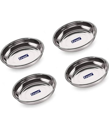 erum 4 Pcs Stainless Steel Silver Dessert Plate