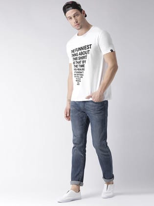 Young Trendz Bio-Wash Cotton Half Sleeve FUNNYTEXT Graphic Printed WHITE T-Shirt-WHITE / Medium / 100% Bio Wash Cotton
