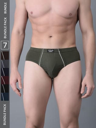 Men's Assorted Pack of 7 Combed Cotton Solid Brief With Anti-Microbial Odour Control
