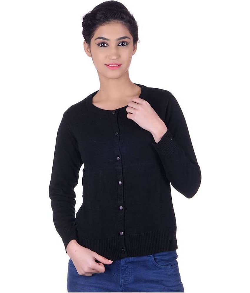 Ogarti Acrylic Black Buttoned Cardigans