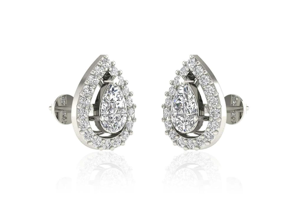 Teardrop Halo Solitaire Studs