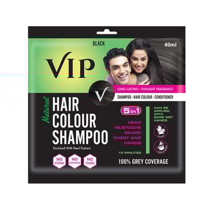 Vip Hair Colour Shampoo, 40Ml, Black