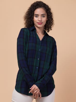 Hive91 Womens Green and or Rayon Plaid Shirt with Full Sleeves
