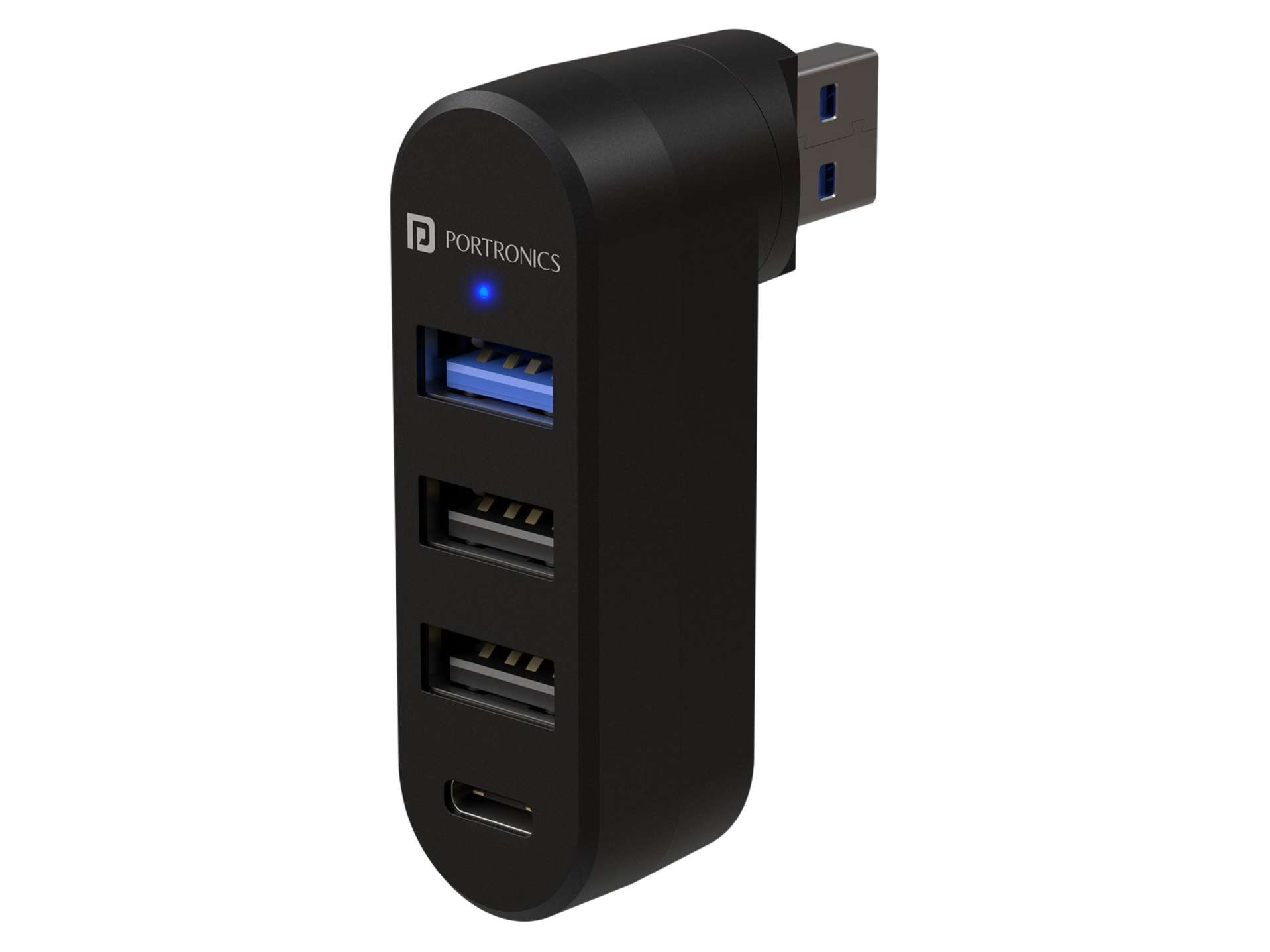 Portronics MPort Spin 4-IN-1, Type-C, USB 3.0, 2xUSB 2.0, Rotating USB Plug