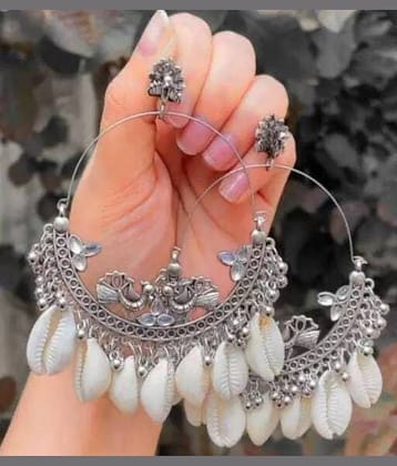 Samridhi DC Silver Hoops Earrings ( Pack of 1 )