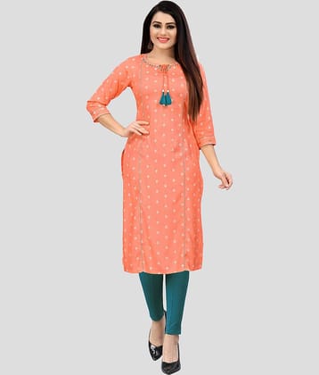 Rajnandini - Orange Rayon Women's Straight Kurti ( Pack of 1 )