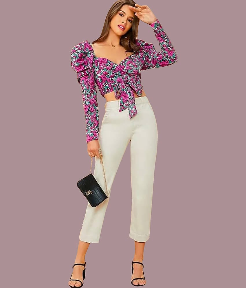 Dream Beauty Fashion Women's Polyester Crop Top ( Pink )