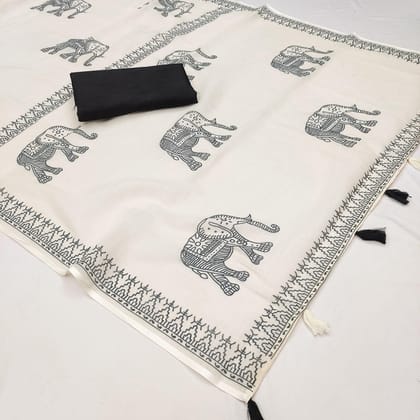 Elephant Linen Saree
