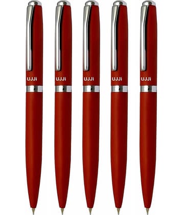 UJJi Brown Color Matte Finish Body Pack of 5 Twist Mechanism (Blue Ink) Metal Ball Pen UJJi Brown Color Matte Finish Body Pack of 5 Twist Mechanism (Blue Ink) Metal Ball Pen