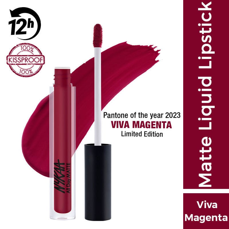 Nykaa All Day Matte Liquid Lipstick - Pantone Of The Year Viva Magenta Empower(2.1ml)