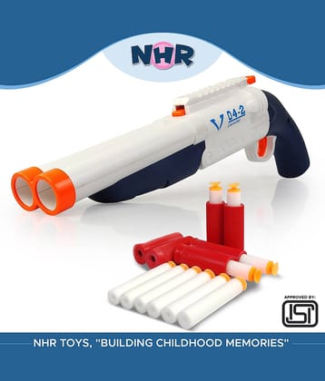 NHR White and Red Double-Barreled Shotgun Toy Gun for Kids, Ages 8+ Guns & Darts  (White)