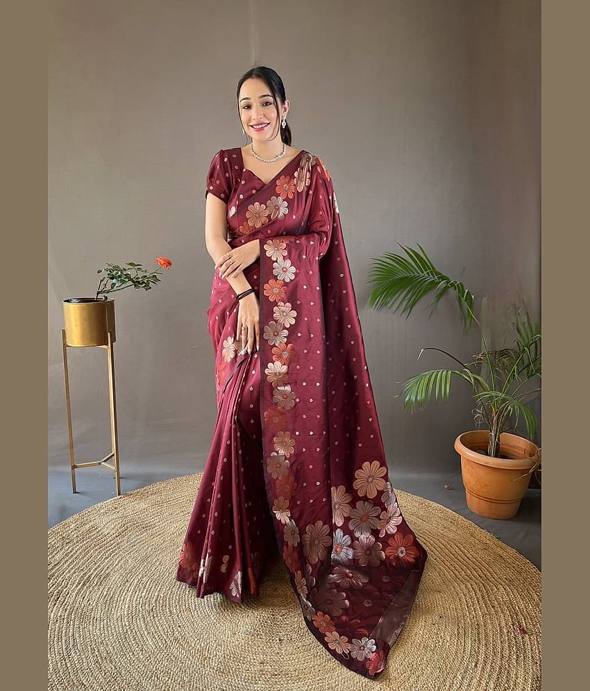 fab woven Art Silk Woven Saree With Unstitched Blouse Piece ( Green )