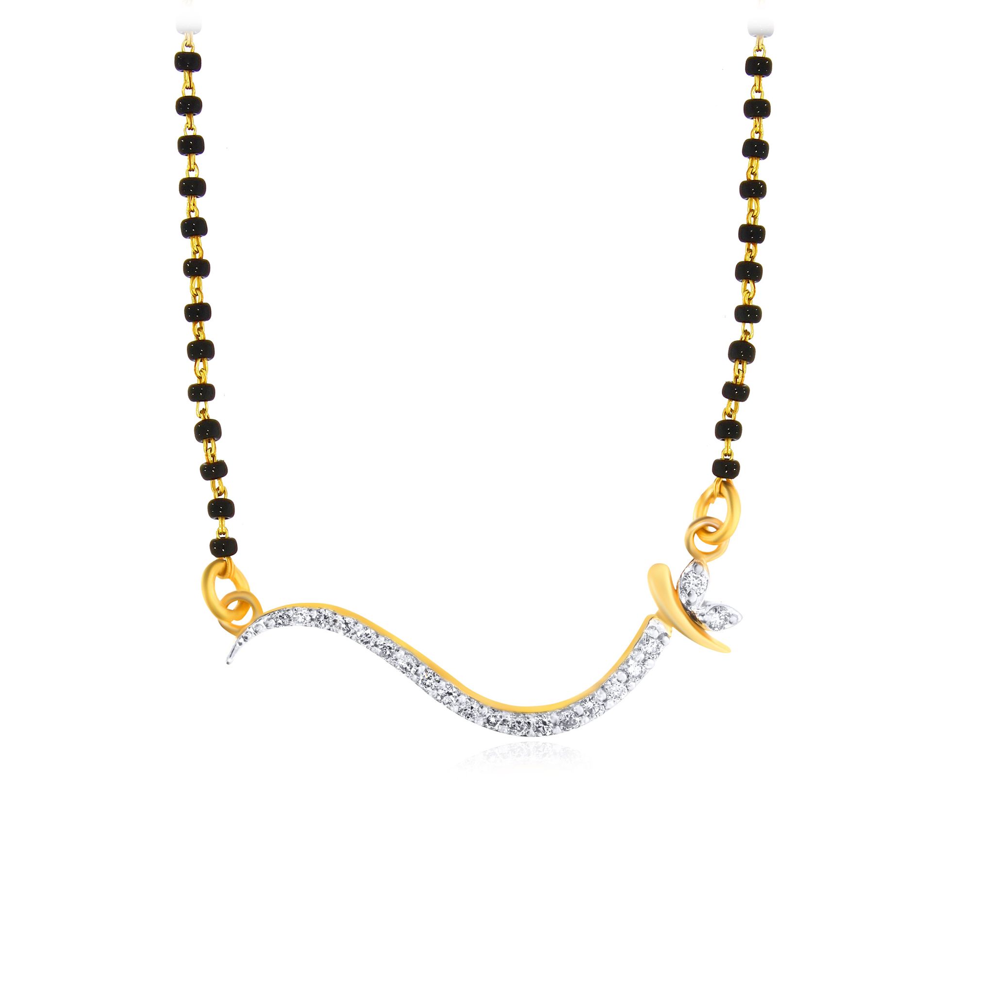 Senco Gold Wave of Glimmer Diamond Mangalsutra (1 gram / 0.18 Ct / HI-SI / 18K Yellow Gold)