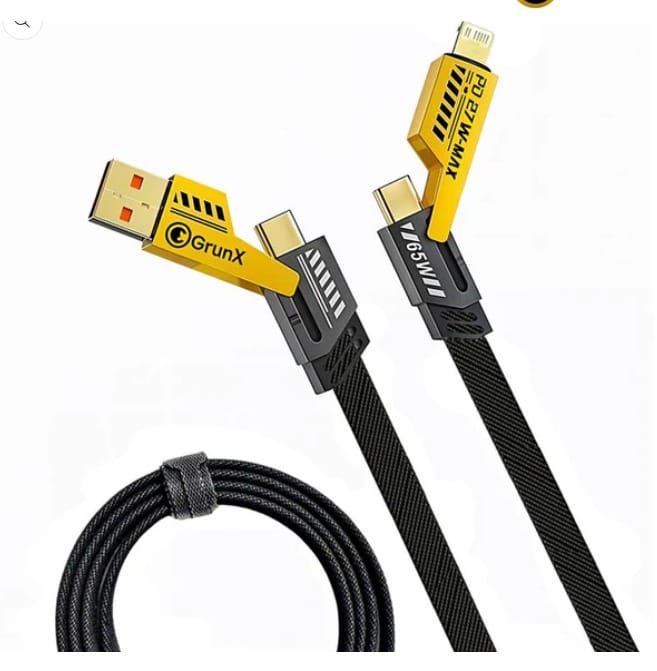 INBAE (2025 Model with Freebies) 4 in 1 Fast Charging Cable | Universal USB & Lightning Cable (65W)