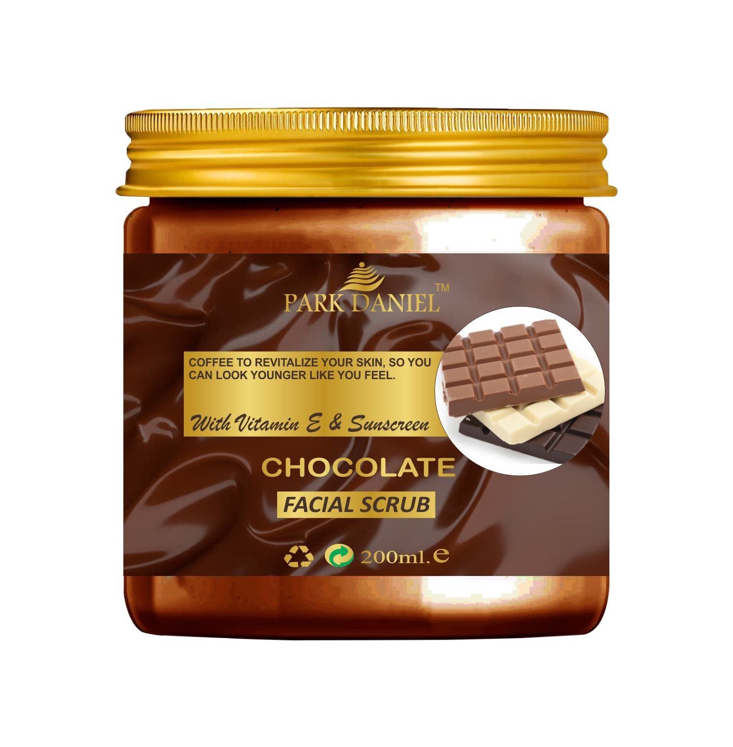 Park Daniel Premium Chocolate Facial Scrub- With Vitamin E & Sunscreen Effect-Deep Cleansing, Exfoliation, Pigmentation Removal, Softening & Smoothening, Replenishing & Rejuvenation(200 ml), Blac