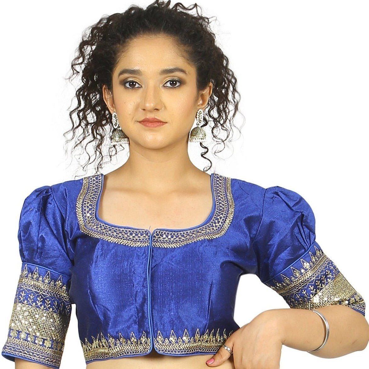 TheHangr Blue Raw Silk Blouse - 36