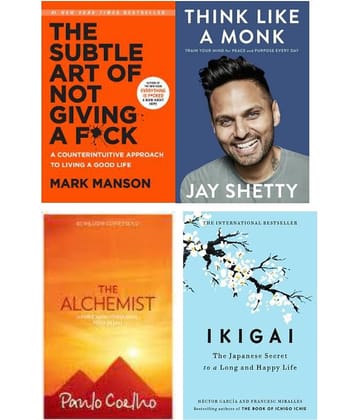 Books Combo (Ikigai, Think Like A Monk, Alchemist  The Subtle Art Of Not Giving )- Paperback
