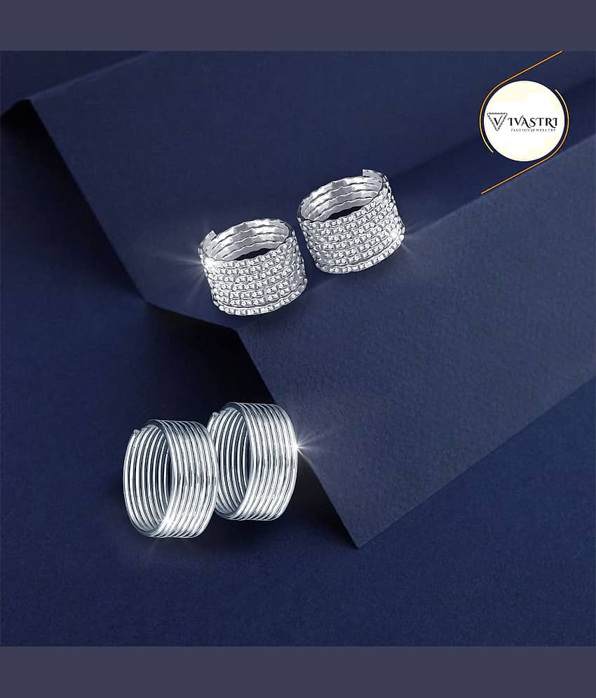 VIVASTRI Silver Toe Rings ( Pack of 4 )