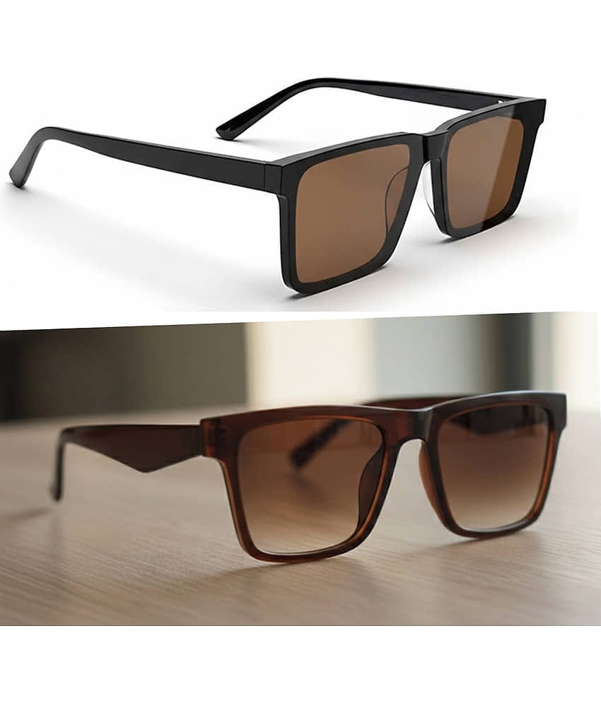 Elligator Brown Square Sunglasses ( Pack of 2 )