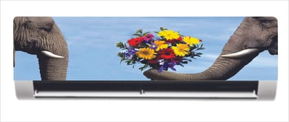 DreamKraft Decorative Beautiful Elephant with Flowers Bokeh AC Sticker (Multicolor PVC Vinyl, 30cm X 91cm)
