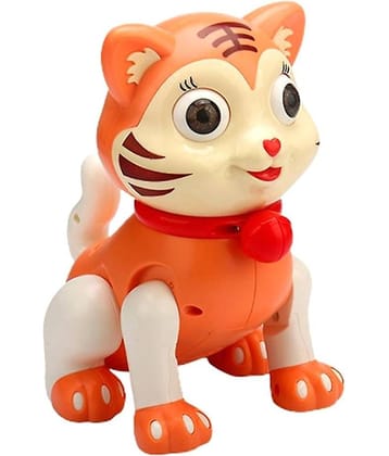 RAINBOW RIDERS Musical Cute Tiger Toy with Flashing LED Light and Cute Design for Kids and Babies, Swinging Walking Singing Toy, Gift for Birthday Christmas, Eye and Head Rotation and Music Multicolor