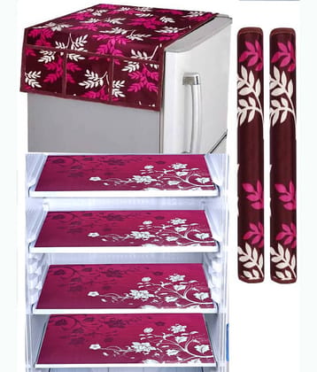 Shaphio Pink Jute Fridge Top Cover, Fridge Cover ( Pack Of 7 )