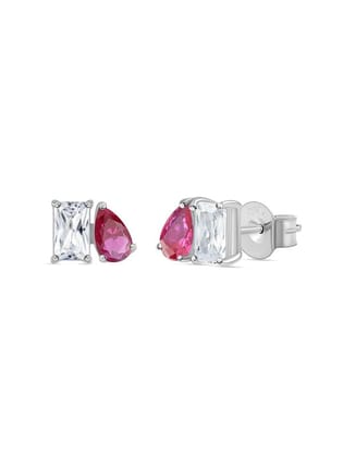 Toi Et Moi Baguette Pear Ruby Earrings