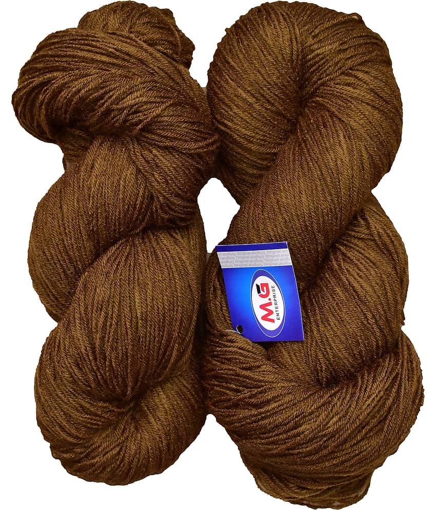 Brilon Brown (200 gm)  Wool Hank Hand knitting wool / Art Craft soft fingering crochet hook yarn, needle knitting yarn thread dyed.