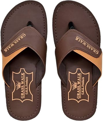 GRASS WALK - Brown Men's Leather Slipper