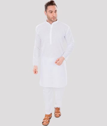 Maharaja - White Cotton Regular Fit Men's Kurta Pyjama Set ( Pack of 1 )