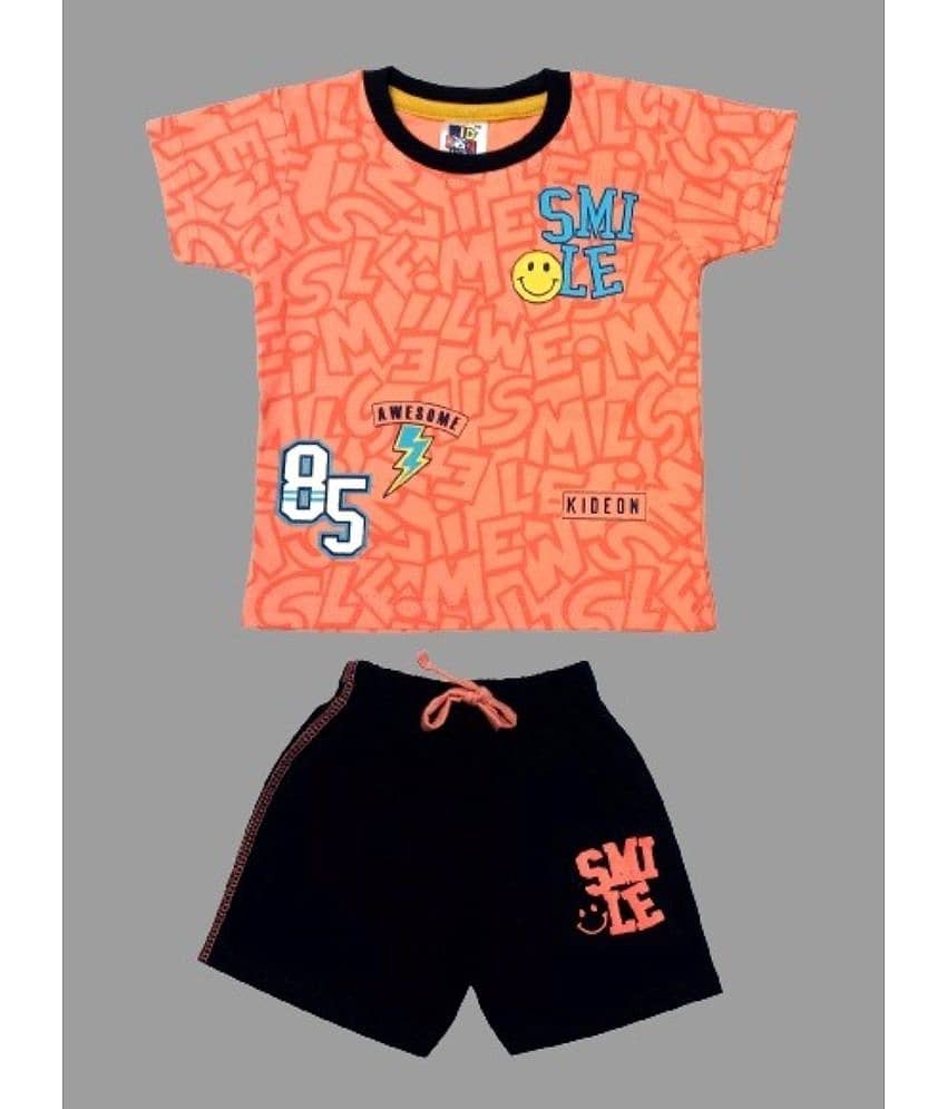 Kideon Pack of 1 Baby Boys Cotton Blend T-Shirt & Shorts ( Blue )