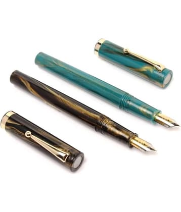 Srpc Click Bamboo Marbled Design Fountain Pen  (Pack Of 2, Eyedropper System)