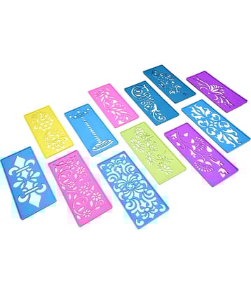 M.G ENTERPRISE DIY Plastic Rangoli Stencils For Floor and Wall PLS-D-12 Set of 12 pc (3 in x 7 in)