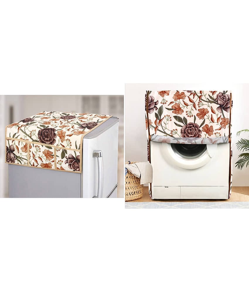 E-Retailer Set of 2 Polyester Brown Washing Machine Cover for Universal Front Load