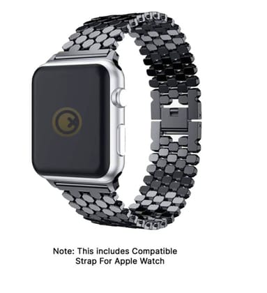 Rebel - Stainless Steel Bracelets Apple Watch Strap - Black  Size 45 MM