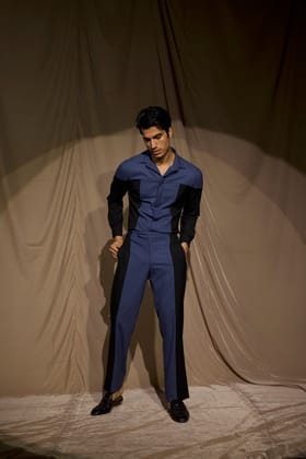 COLOUR BLOCK PANT-34 / Blue/Black