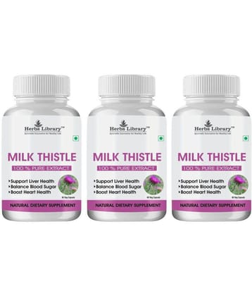 Herbs Library Milk Thistle Extract for Liver Detox & Good Liver Health 60 Capsules Each (Pack of 3)