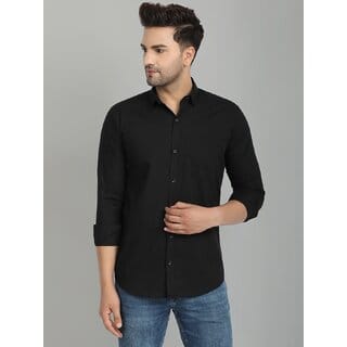 Baleshwar Men Black Solid Casual Shirt (Pack of 1 )