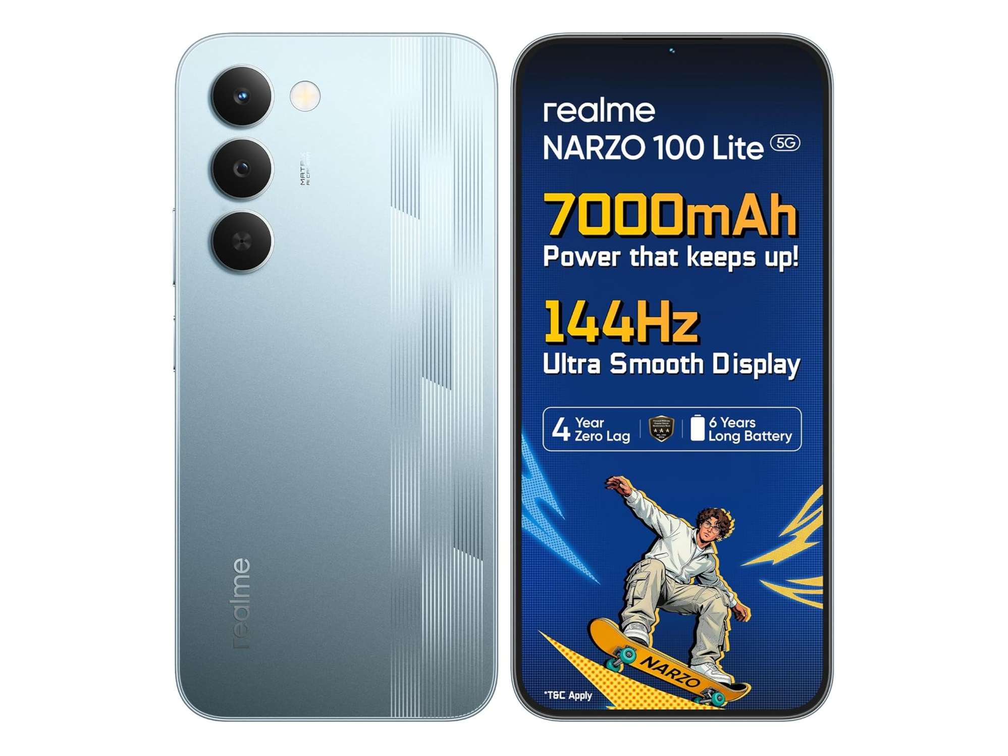 Realme Narzo 100 Lite 5G Smartphone, 4GB RAM, 128GB Storage - Frost Silver