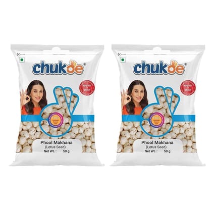 Chukde Spices Phool Makhana Plain (Lotus Seeds/Fox Nuts) 50gm pack of 2