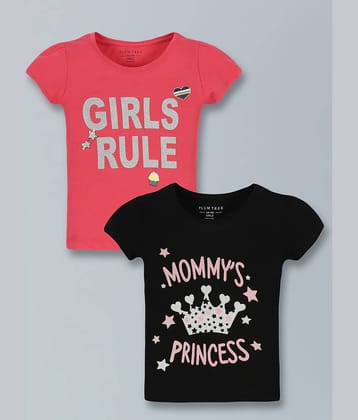 PLUM TREE Pack of 2 Girls 100% Cotton T-Shirt ( Black )