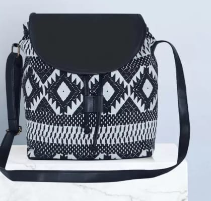 Black White Women Sling Bag  Mini  BLACK BLUE