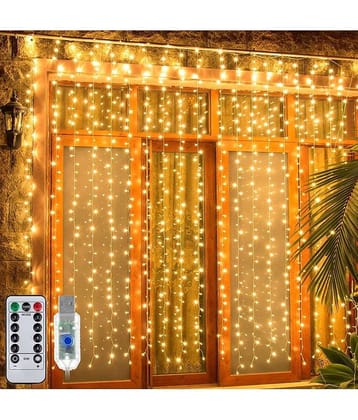 MIRADH - Yellow 3Mtr Curtain String Light ( Pack of 1 )